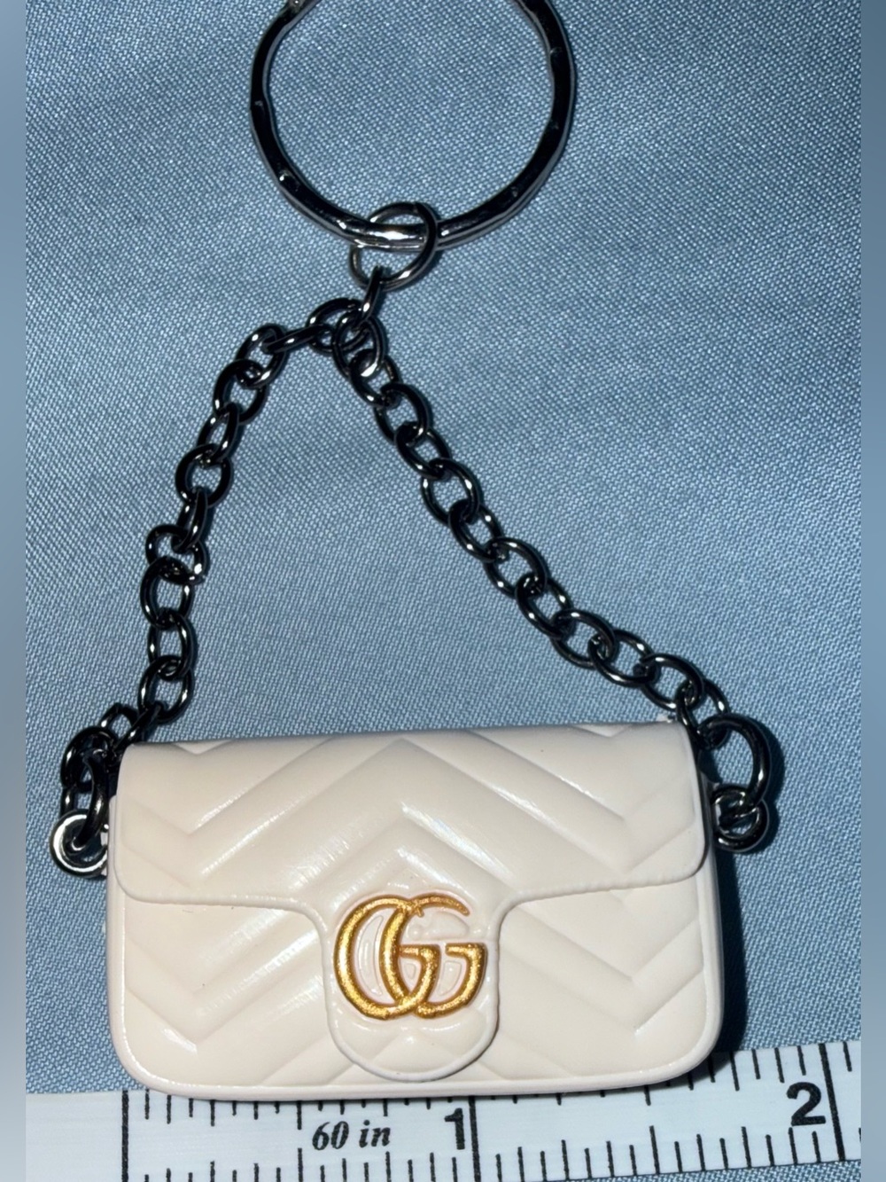 Luxury Style Mini Handbag Keychain White Purse Charm Gift Box - Picture 5 of 6